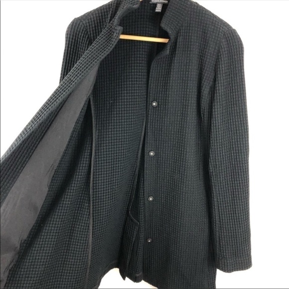 EILEEN FISHER Black High Collar Long Jacket XS - Picture 6 of 8